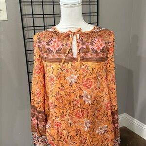 Umgee Pink and Brown Floral Top